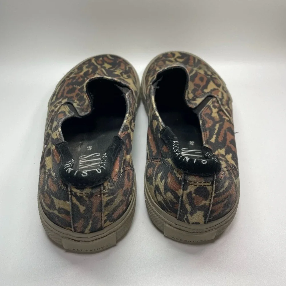 Allsaints Mens Manny slip on shoes Leopard Print US 13‎ EUR 46 multicolor